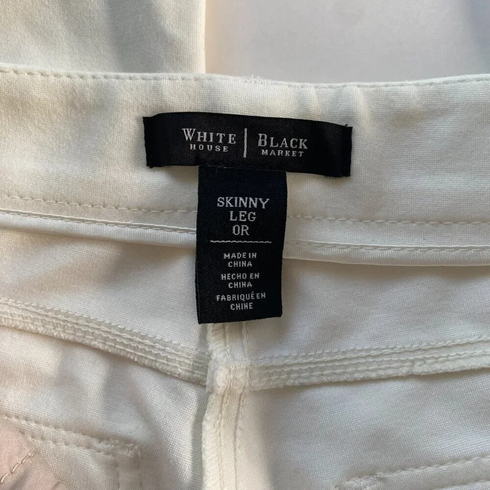 White House Black Market White Skinny Leg Stretch Pants, Size OR/XS #272 - Picture 9 of 12